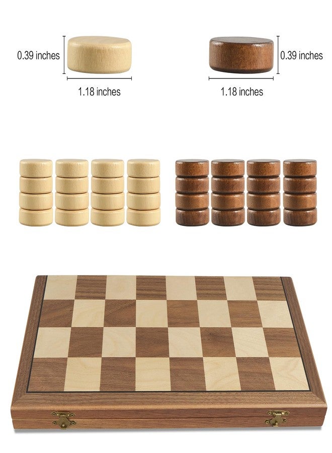 OUMODA Walnut 15" Magnetic Checkers Board Game Set - Folding Wooden 8x8 Chessboard with 24 Interlocking Pieces, Storage Slots - Family Strategy Game for Beginners & Kids Adults - Image 4